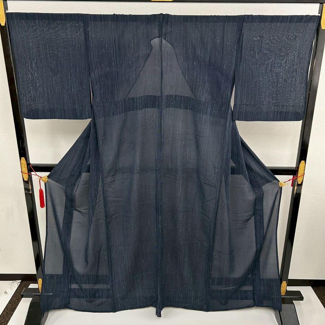 y*i様 身幅大きめ 夏着物 裄69.5紗織 藍染め やまとお誂え 希少サイズT