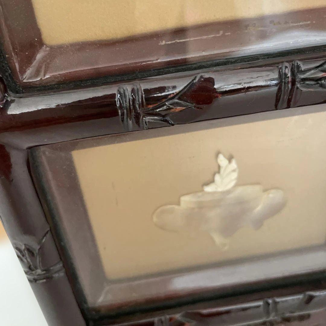 木製 花柄 屏風 ミニ衝立て 中国インテリア　置き物　約60.5㎝×45.5㎝