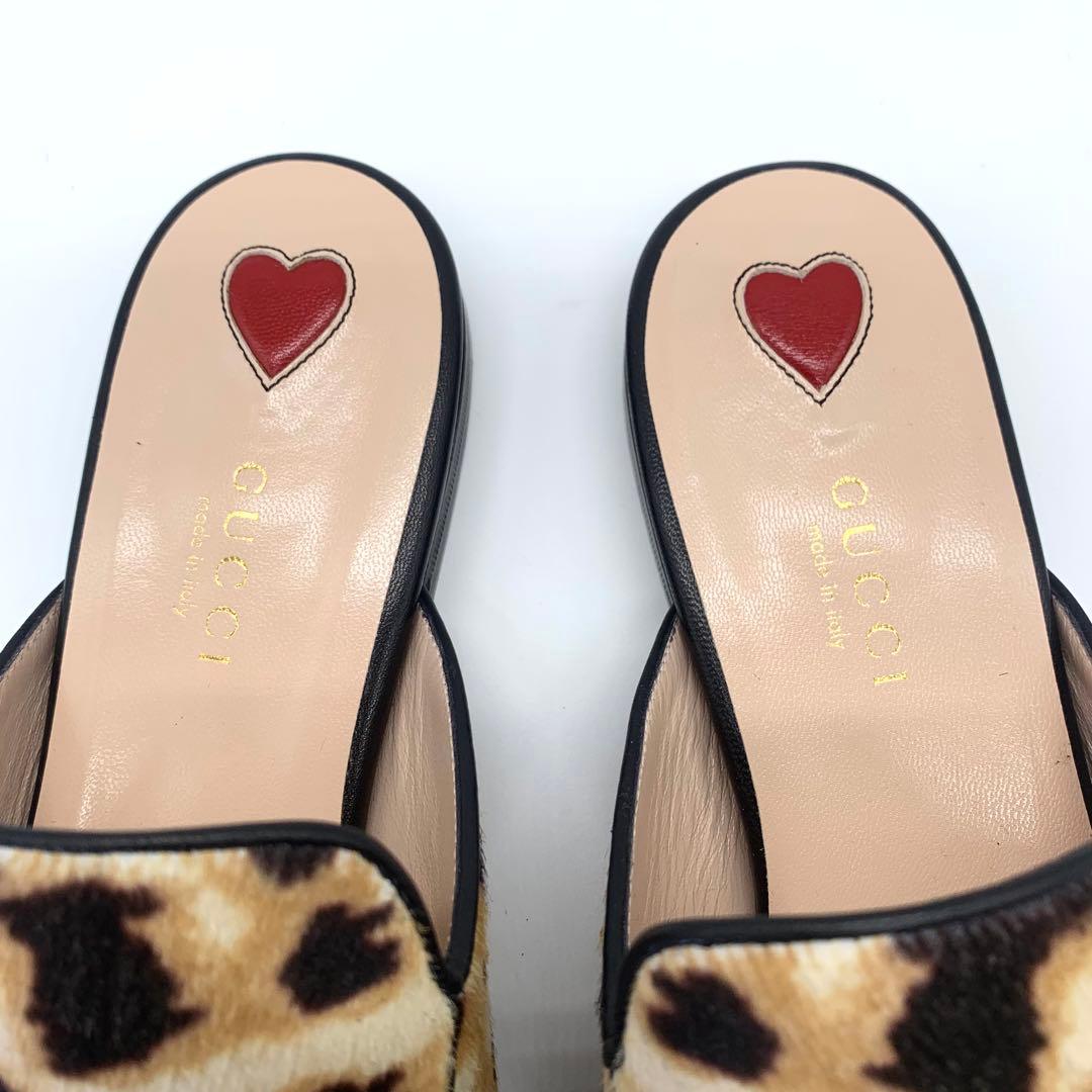 m31　グッチ プリンスタウン ミュール ホースビット はラコ ヒョウ柄