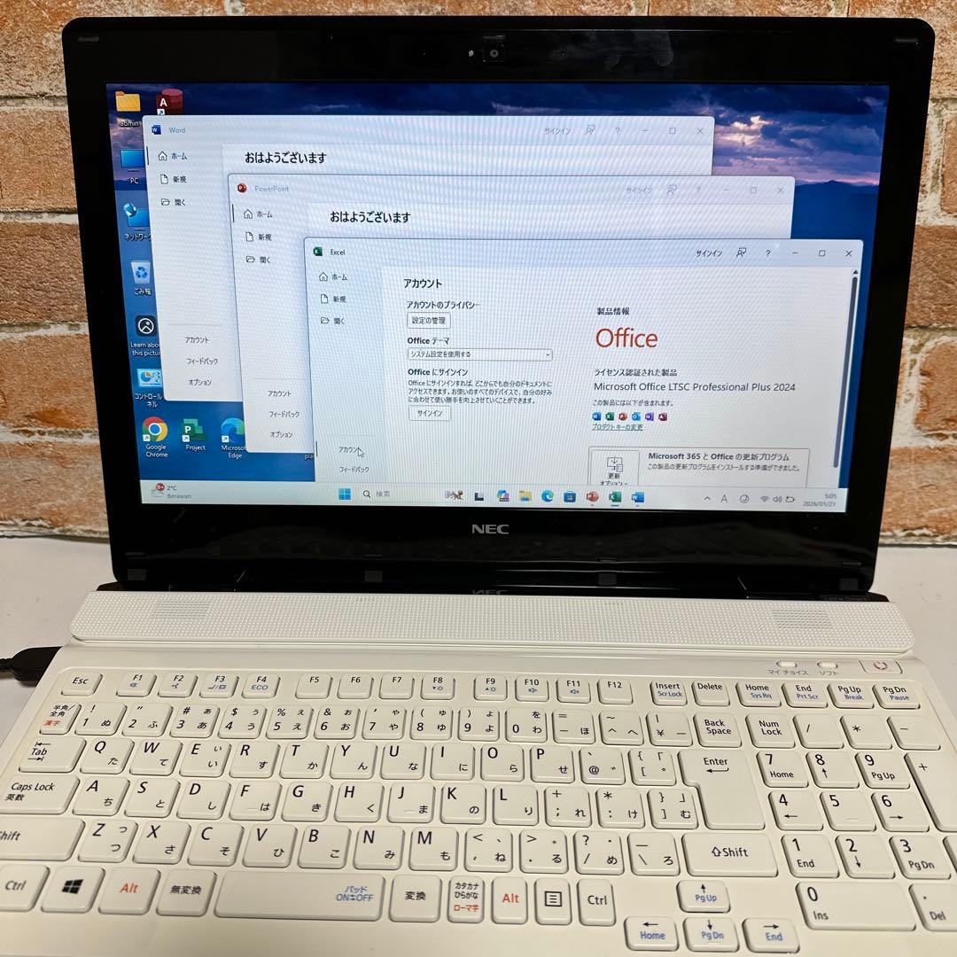 NECノート PC Webカメラ　高速起動SSD Windows11オフィス付き