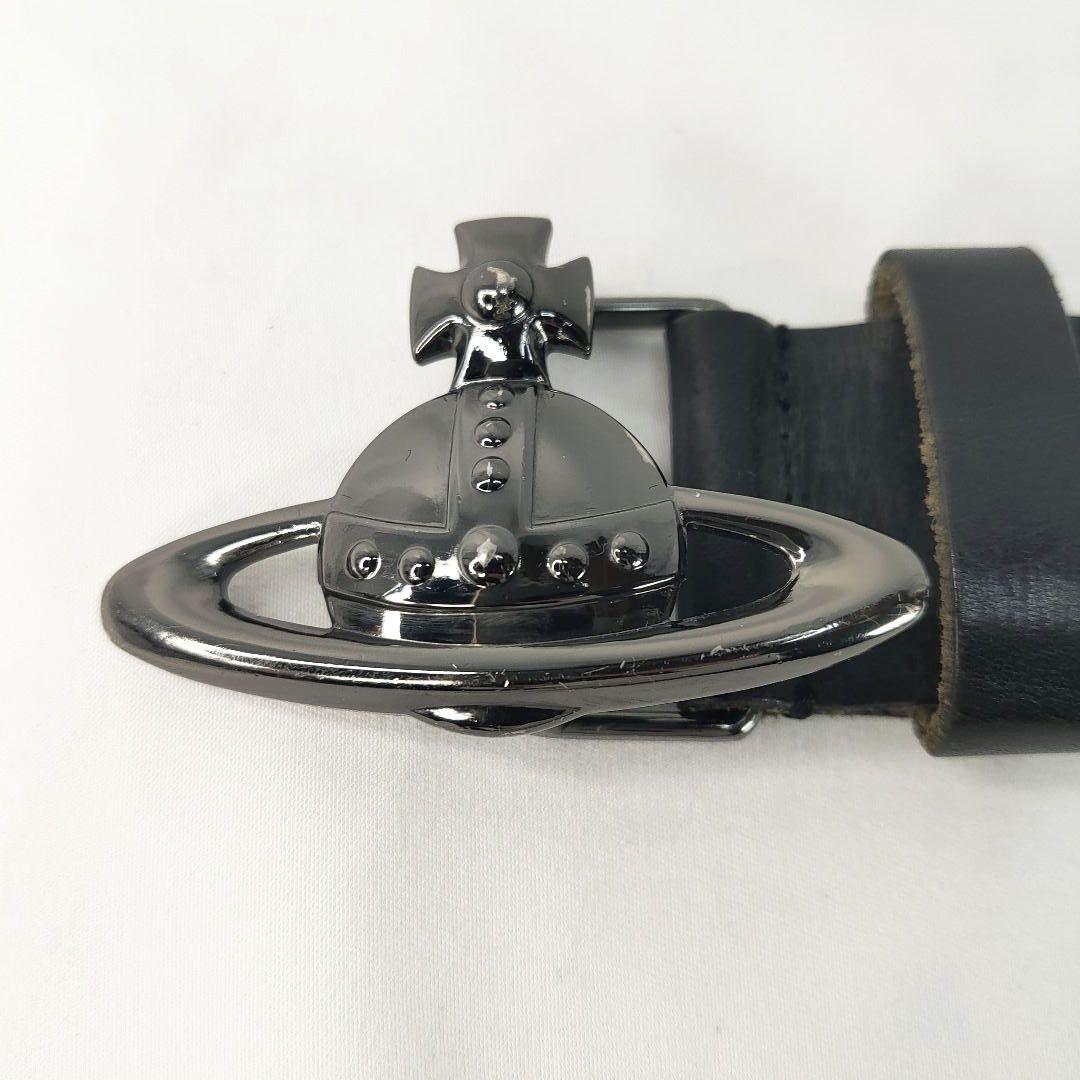 Vivienne Westwood ブラック レザー ベルト オーブバックル