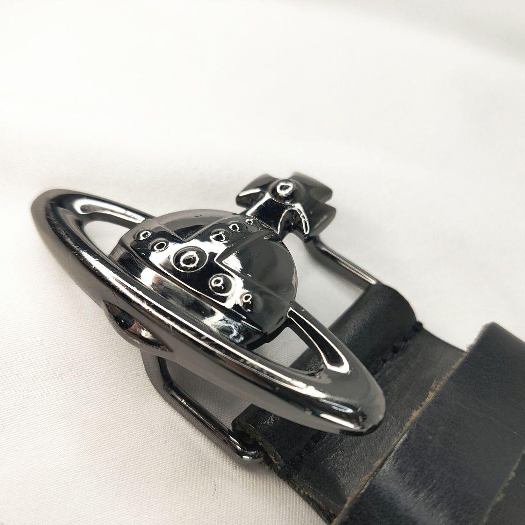 Vivienne Westwood ブラック レザー ベルト オーブバックル