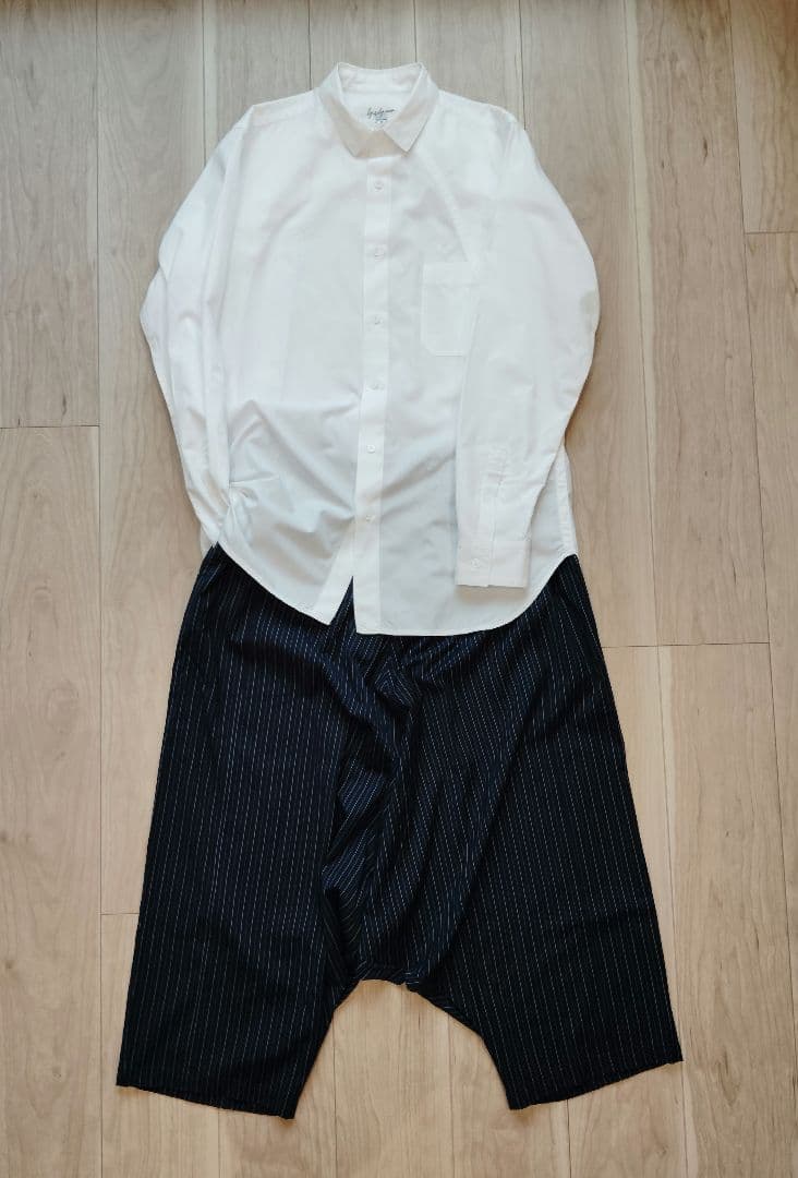 ★希少 16ss 多素材ストライプネイビーパンツ yohjiyamamoto