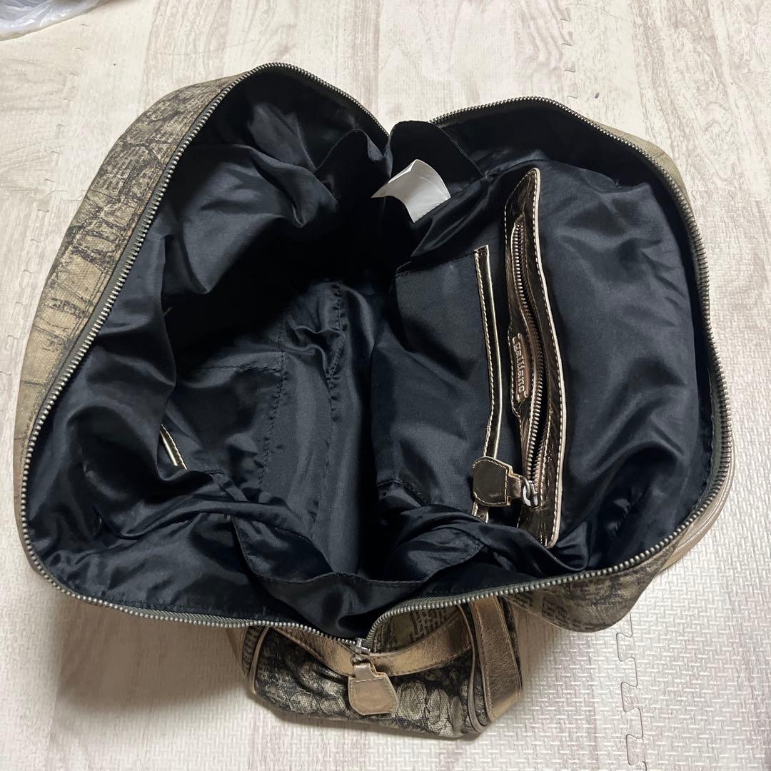 Galliano ジョン・ガリアーノ 新聞柄 ボストンバッグ クロコ型押し風