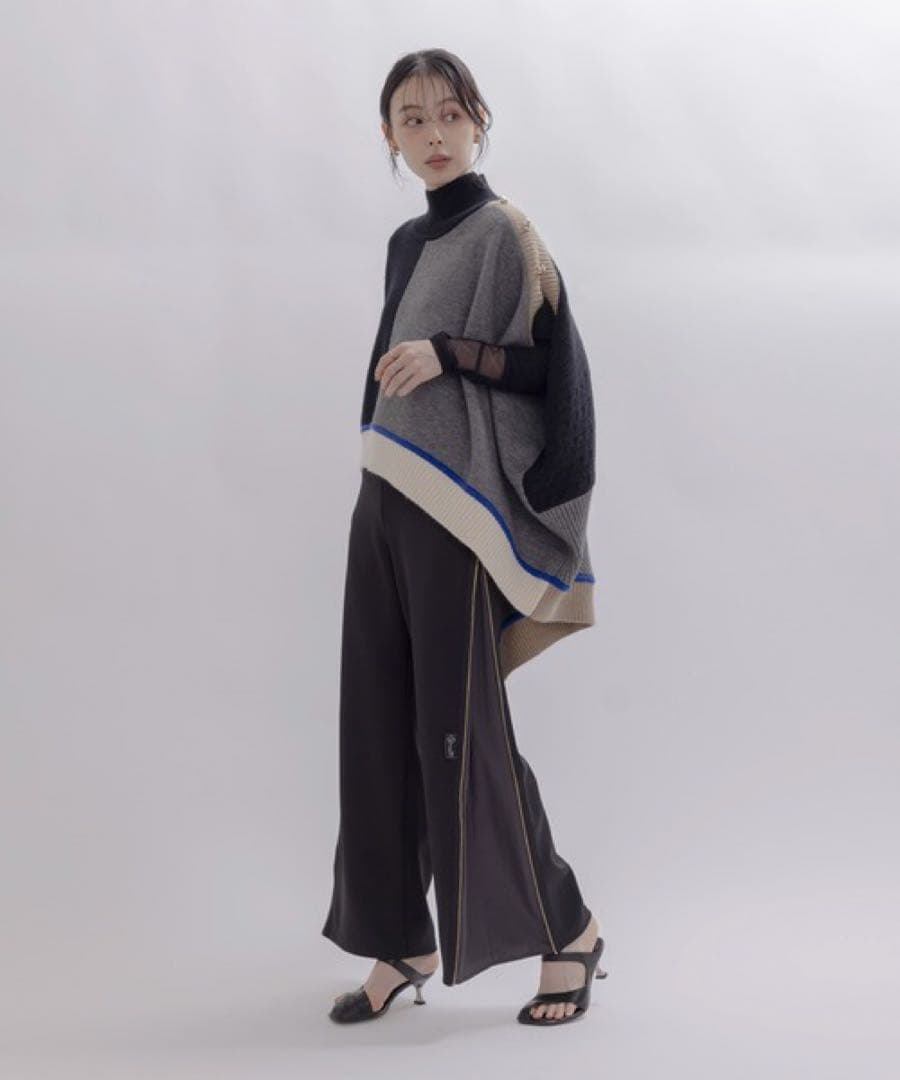 新品今季　エイミーロウ　シルエットアレンジ可能ボンディング サイドジップ パンツ