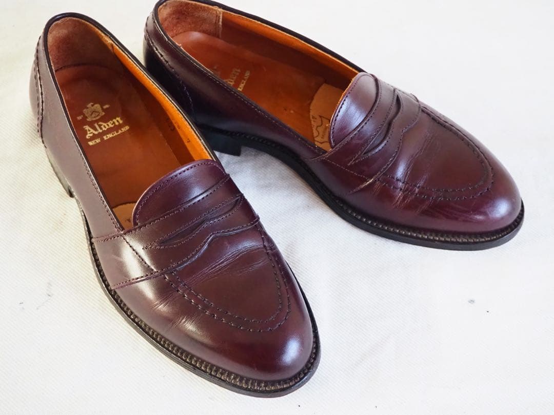 靴 Alden 683 Burgundy Full Strap Slip-On