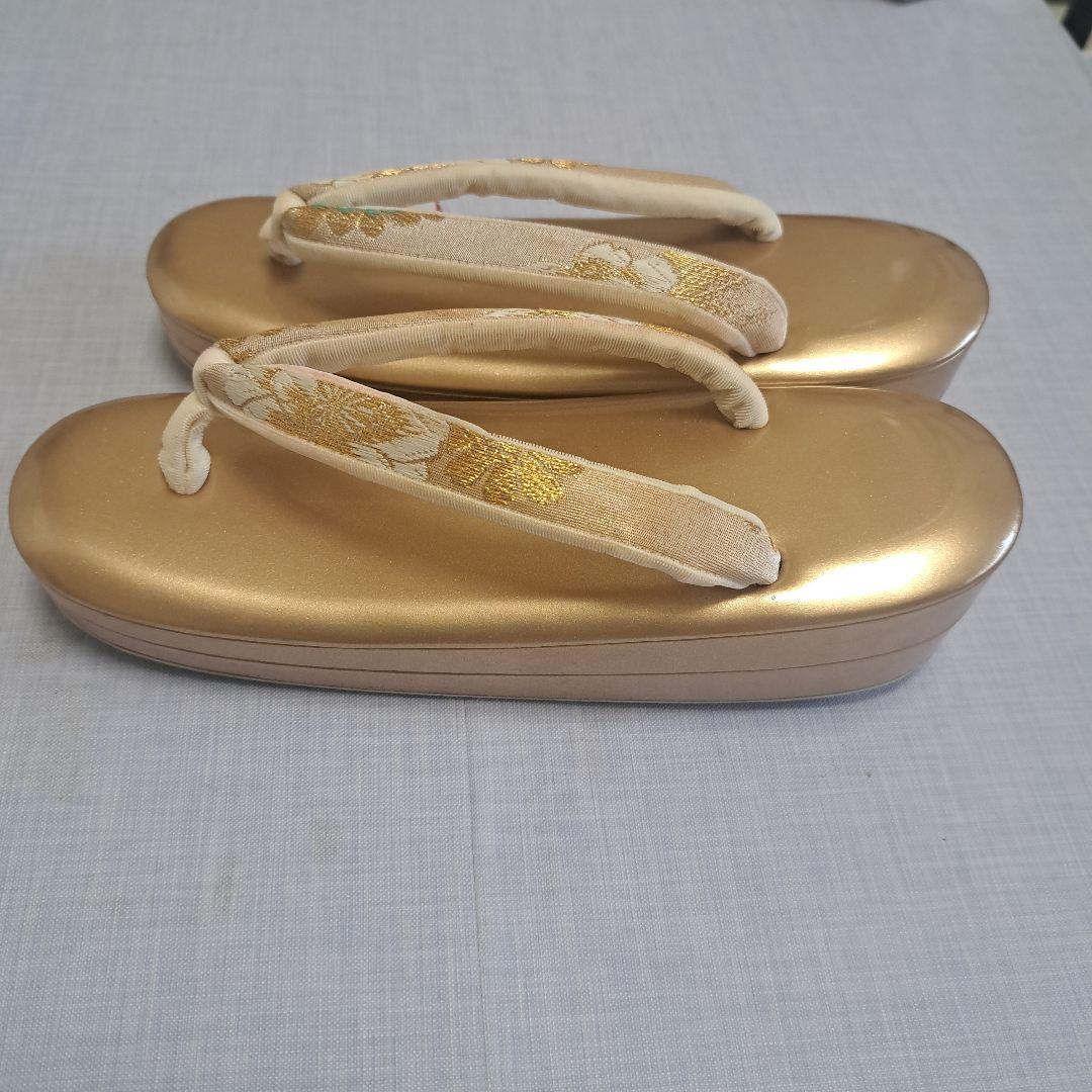 成人式バック草履　金色　箱いり