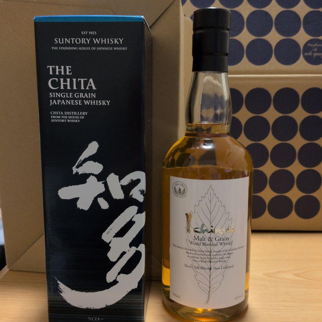 サントリーの知多ウイスキー新品箱入りと、イチローズモルト新品箱なし