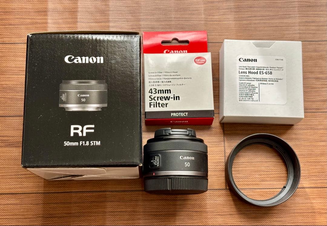 Canon RF 50mm F1.8 STM レンズ フード＆フィルター付き