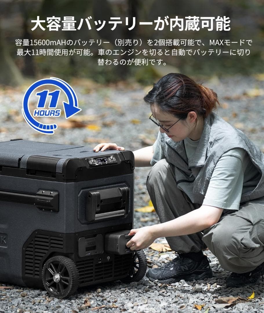 【R1389】車載冷蔵庫 45L -20℃～10℃ 2室独立温度制御