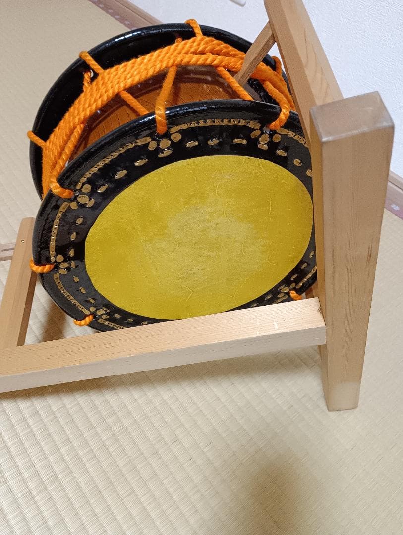 和太鼓　 締め太鼓　銭太鼓　直径約35cm バチ1セット付き
