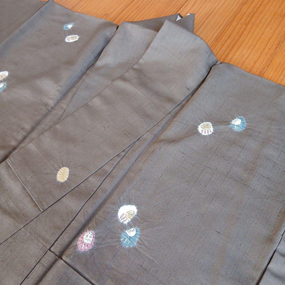 トミモ様⭐未使用⭐赤城紬(ブラウン・だるま柄)　小さいサイズ