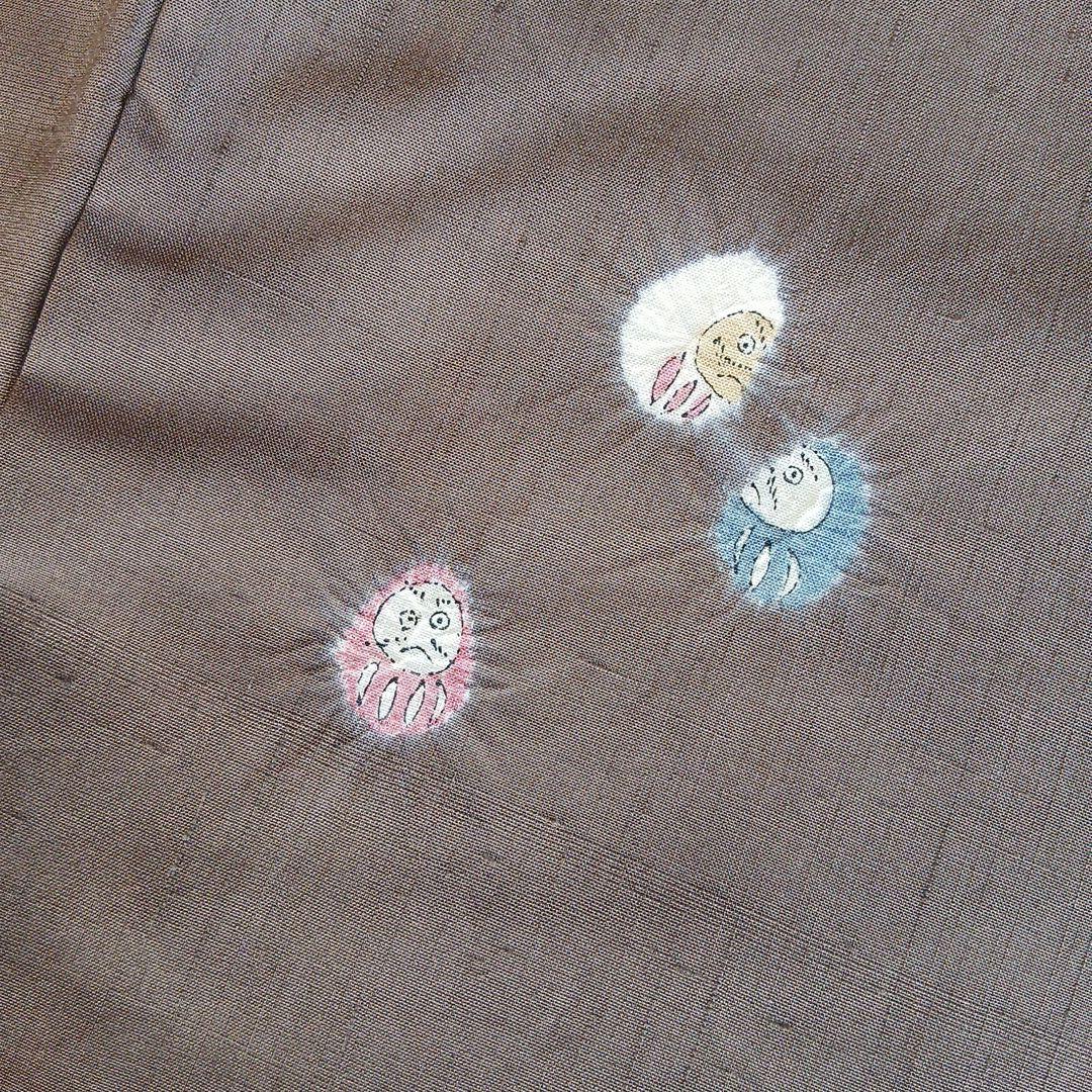 トミモ様⭐未使用⭐赤城紬(ブラウン・だるま柄)　小さいサイズ