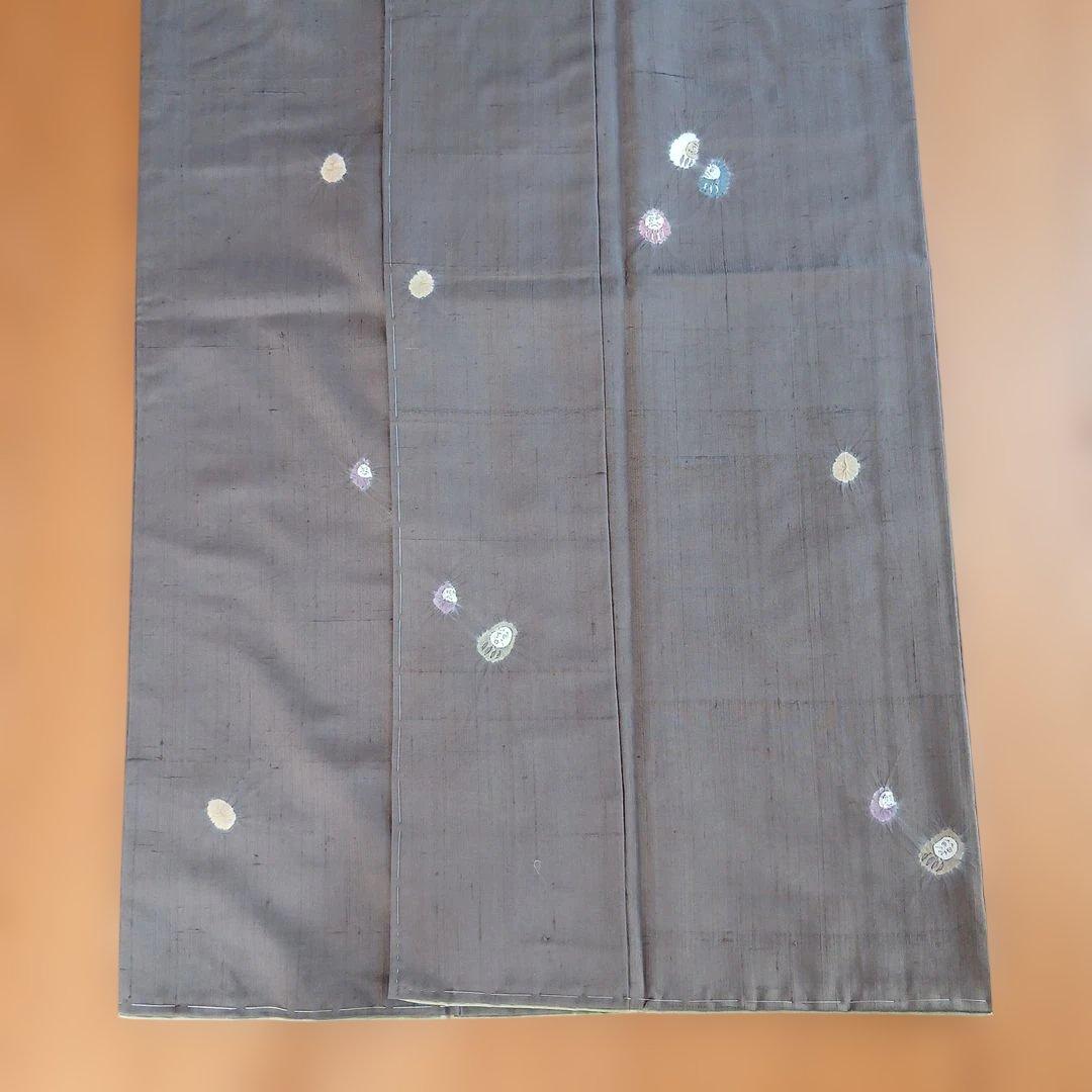 トミモ様⭐未使用⭐赤城紬(ブラウン・だるま柄)　小さいサイズ