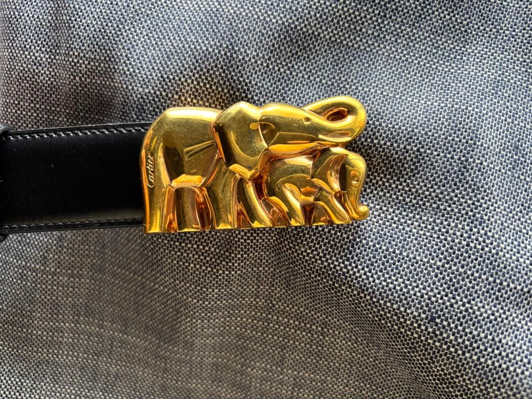 カルティエ　Cartier レザーベルト 象のバックル レディース