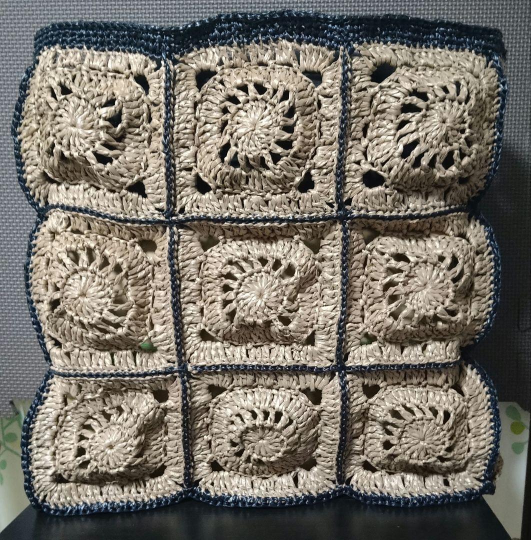 グラニースクエアモチーフ ラフィアモチーフトートバック