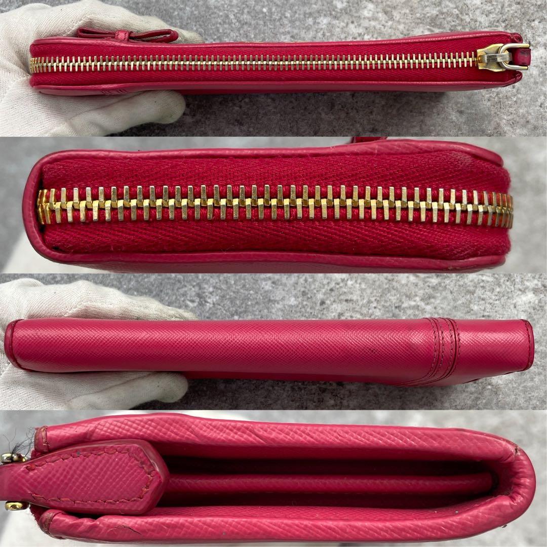 【美品】PRADA プラダ 長財布 ジッピー サフィアーノ ピンク レザー