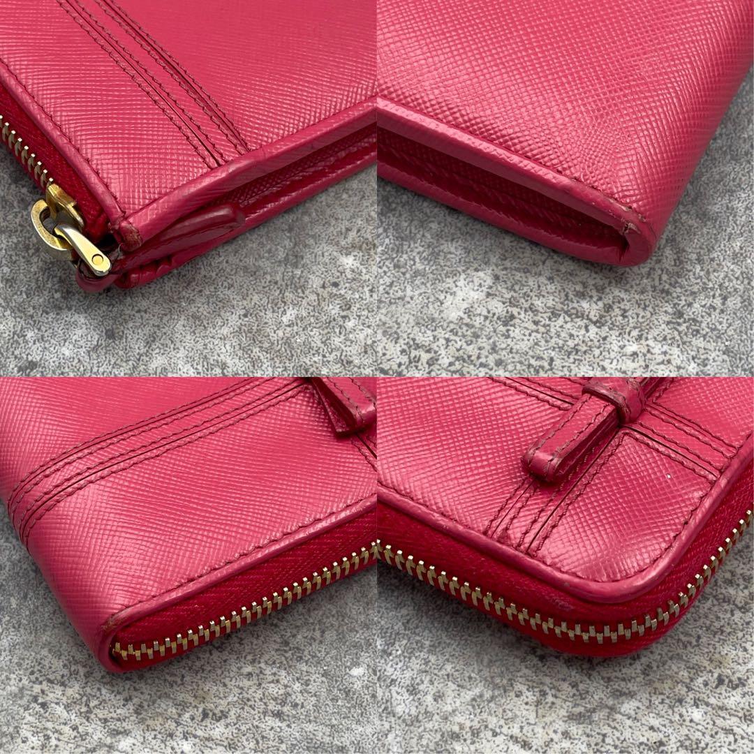 【美品】PRADA プラダ 長財布 ジッピー サフィアーノ ピンク レザー