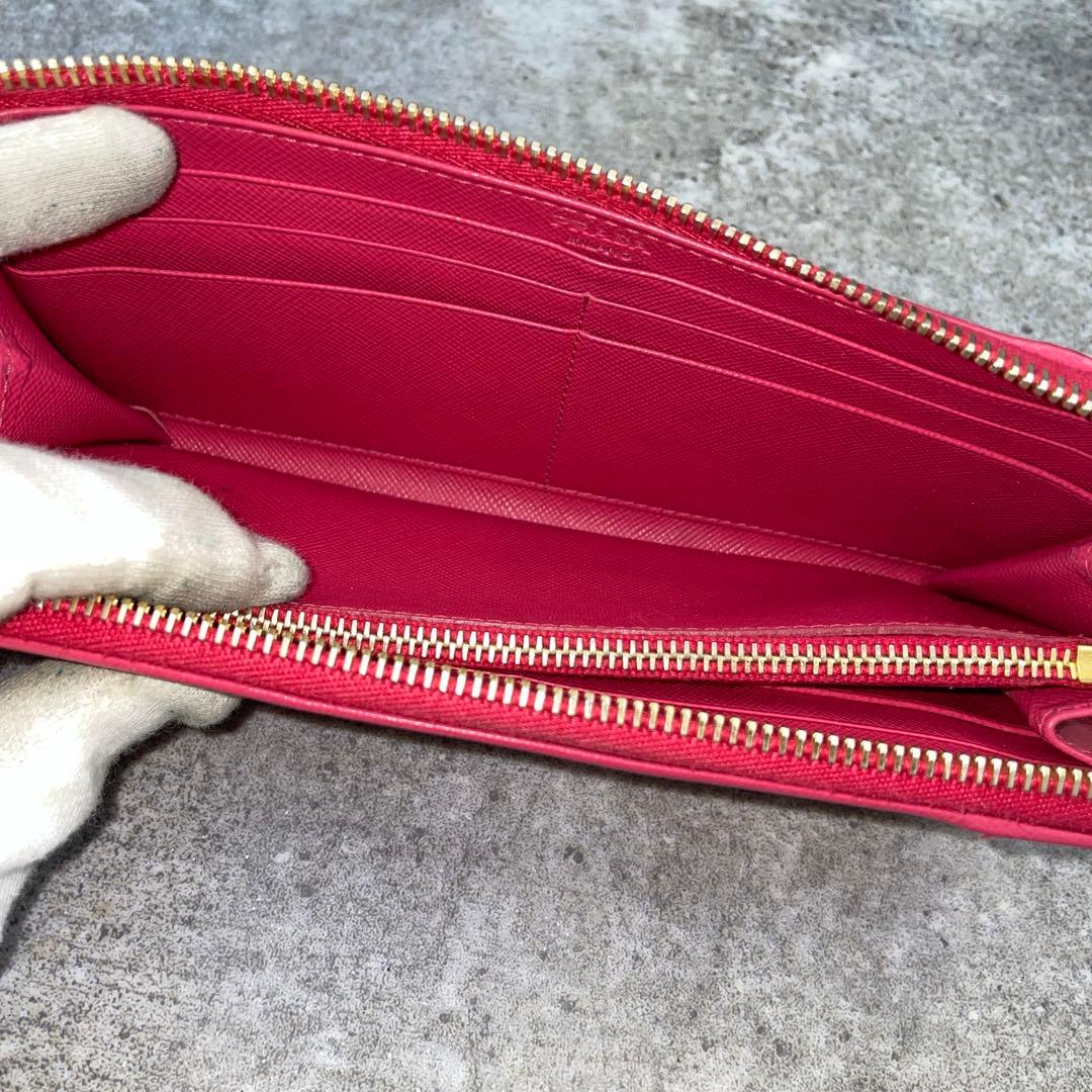【美品】PRADA プラダ 長財布 ジッピー サフィアーノ ピンク レザー