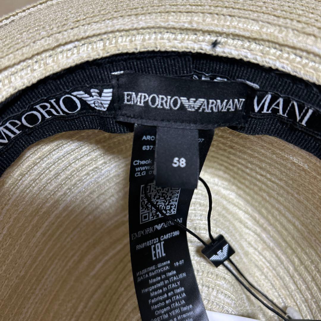 定価27000 EMPORIO ARMANI 麦わら帽子 ユニセックス 58