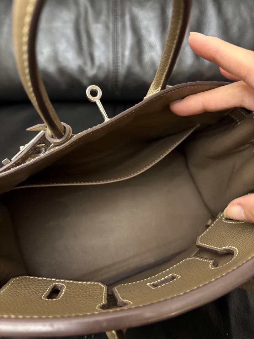 本革 人気エトゥープカラー ハンドバッグ