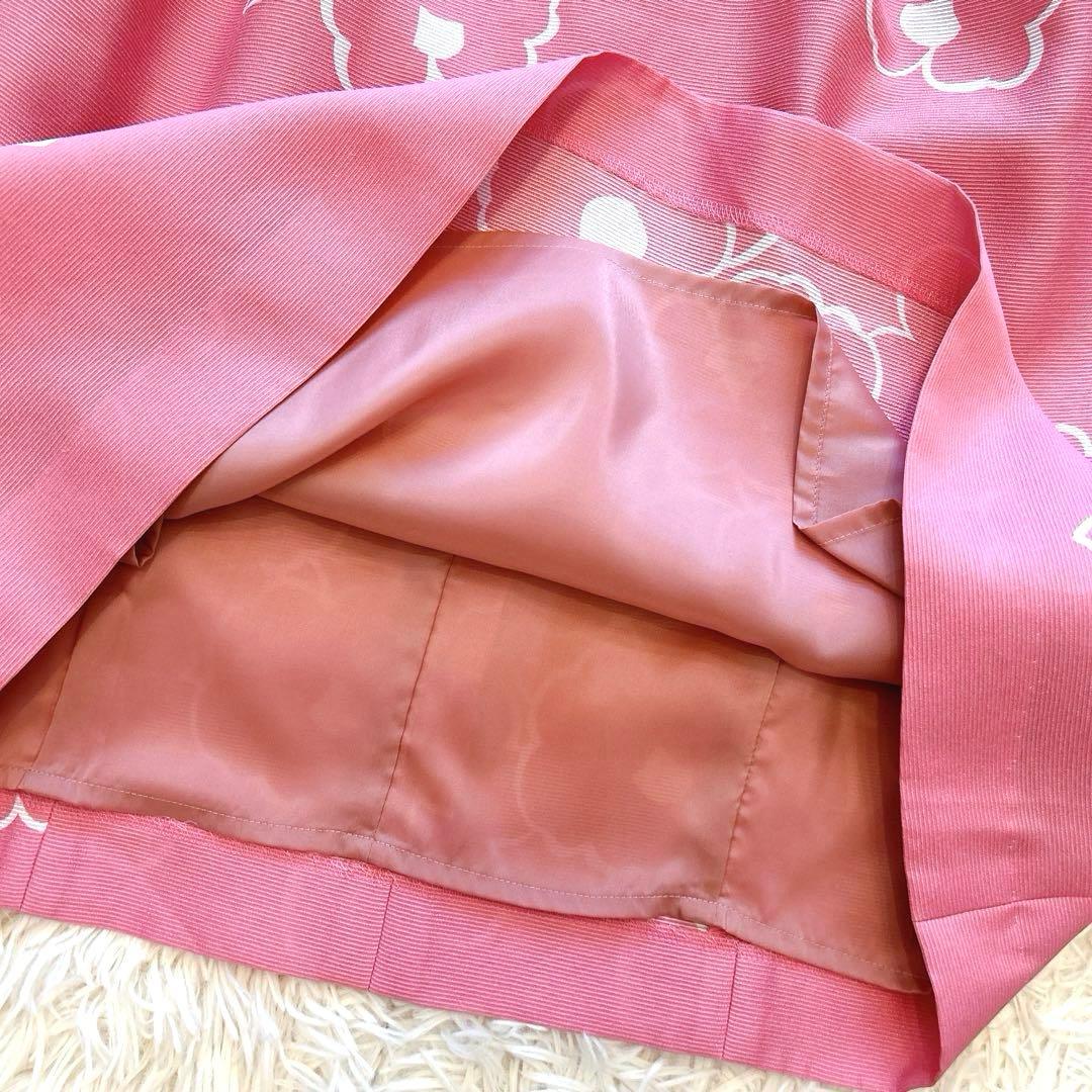 極美品✨エムズグレイシー　カメリアフレアワンピース　フラワープリント　リボン36