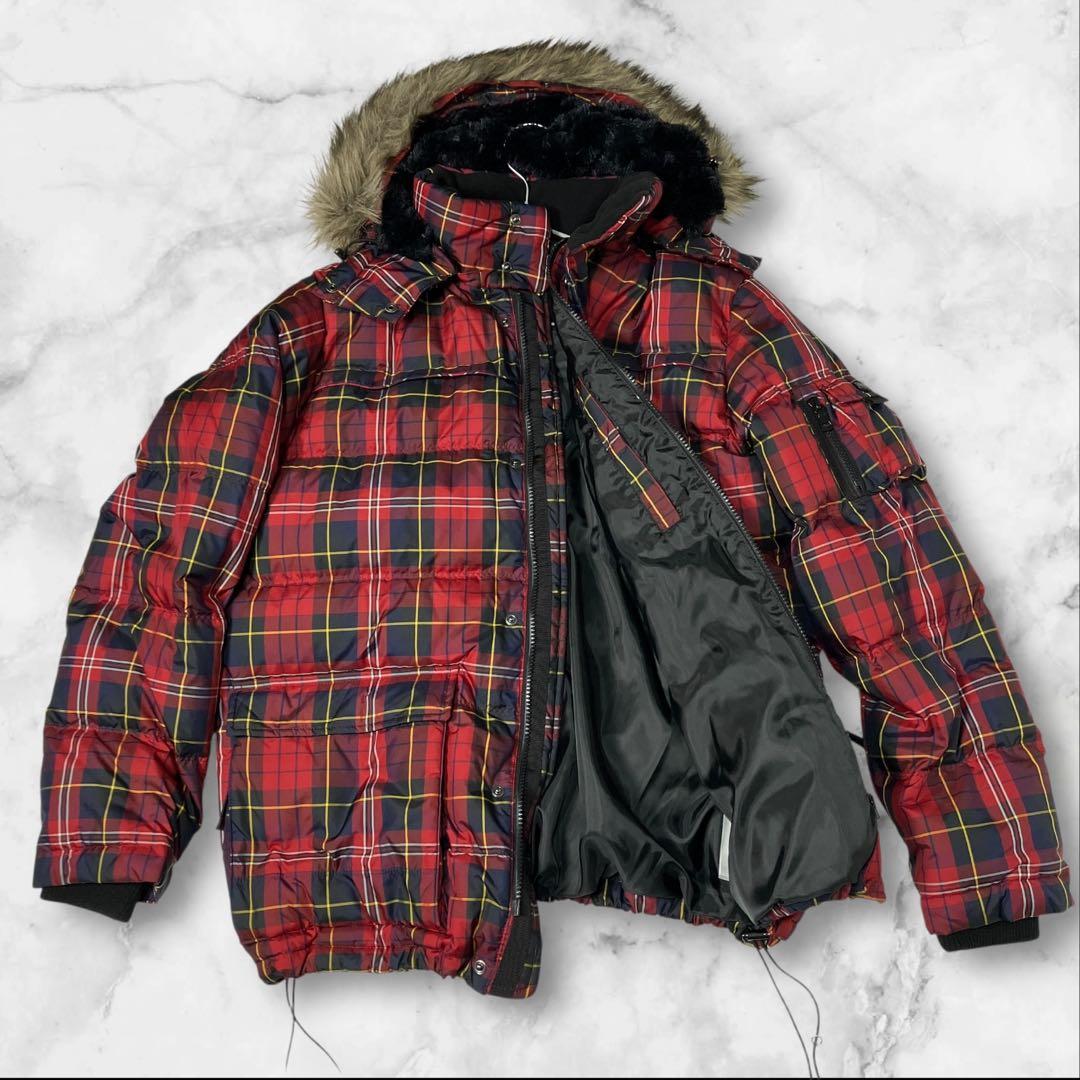 【美品old UNIQLO down jacket 】チェック柄 90s Y2K