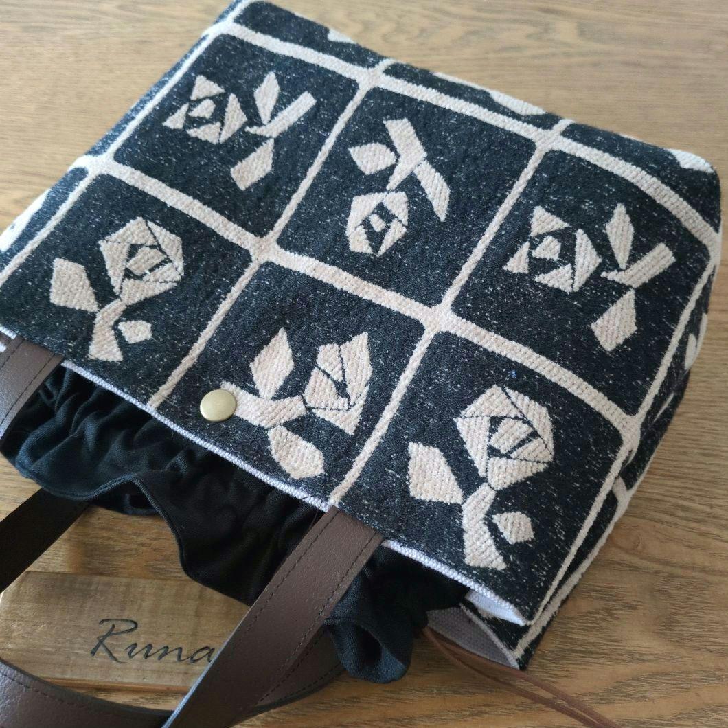 【1564】あおりポケットの巾着バッグ＊ミナペルホネン