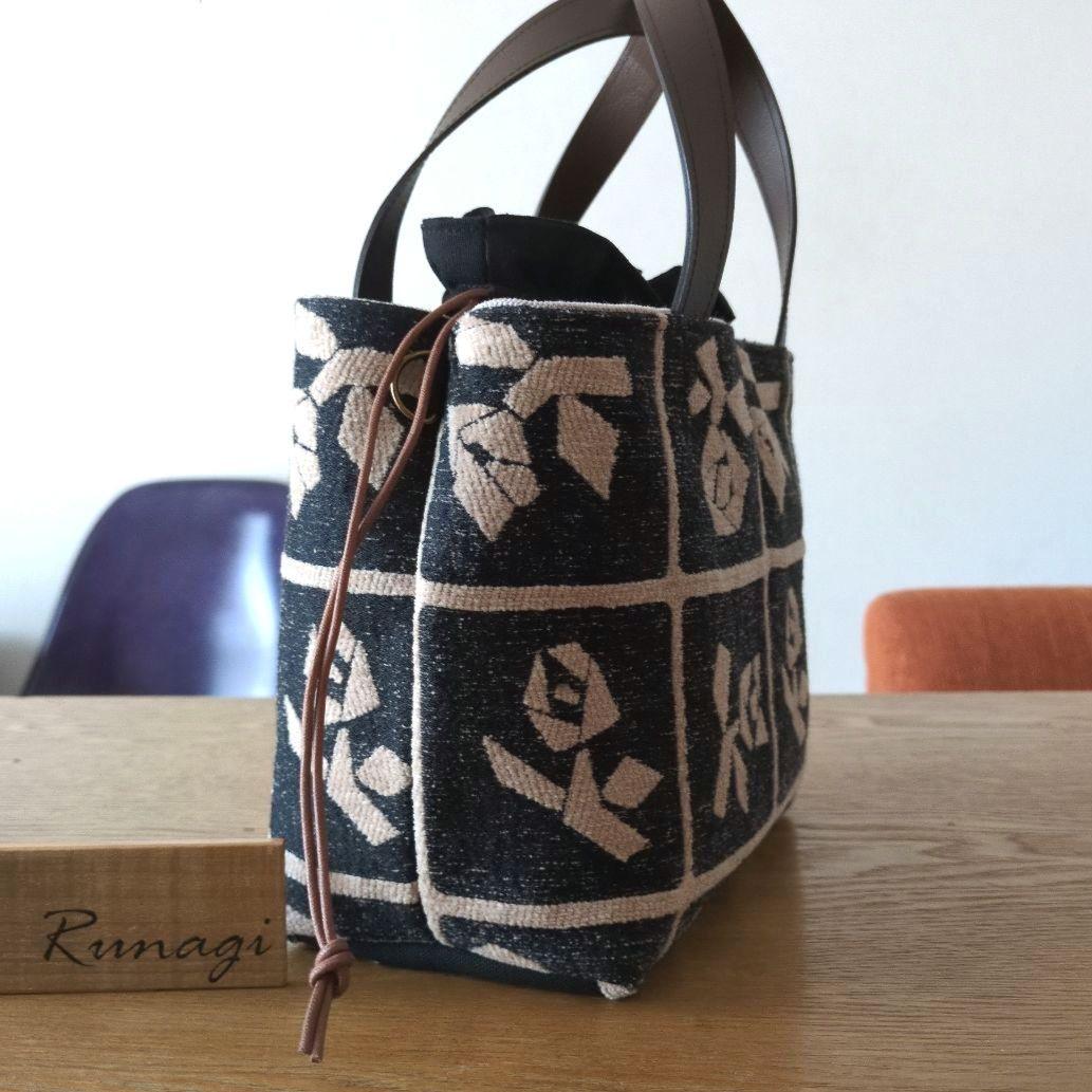 【1564】あおりポケットの巾着バッグ＊ミナペルホネン