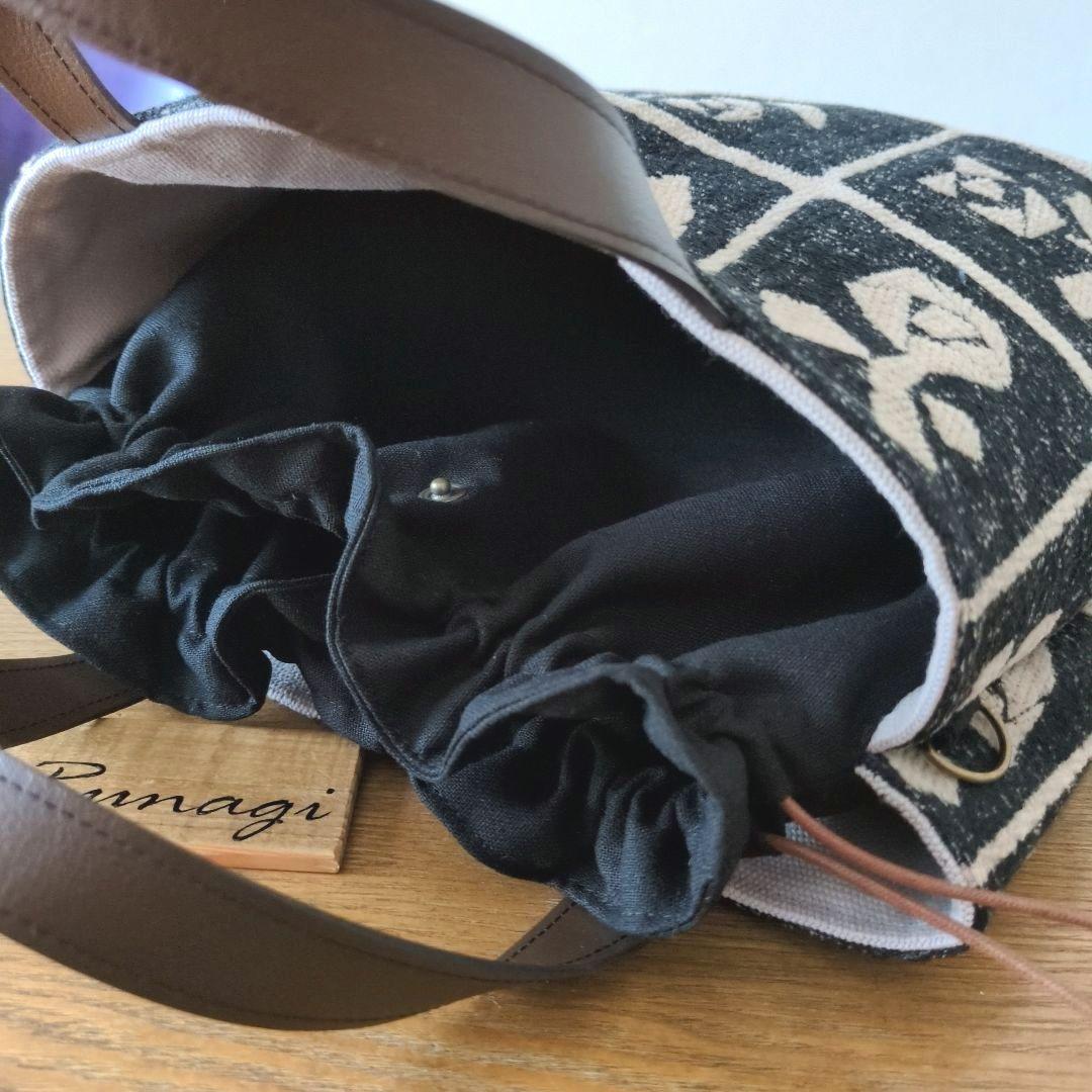 【1564】あおりポケットの巾着バッグ＊ミナペルホネン