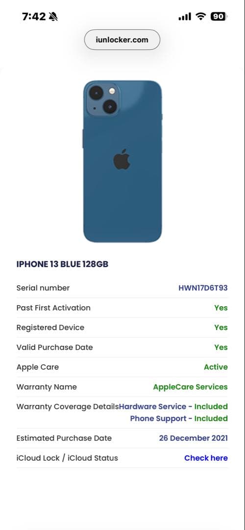 新品未開封 SIMフリーiPhone13 128GB ブルー BT100% AC
