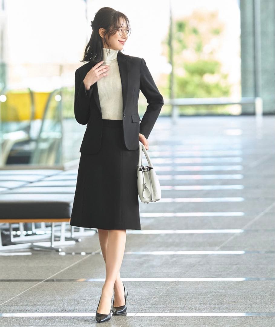 未使用　3L スーツ　黒　ジャケット　スカート　洗える　大きい　通勤　ブラック