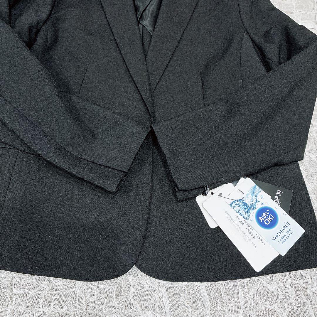 未使用　3L スーツ　黒　ジャケット　スカート　洗える　大きい　通勤　ブラック