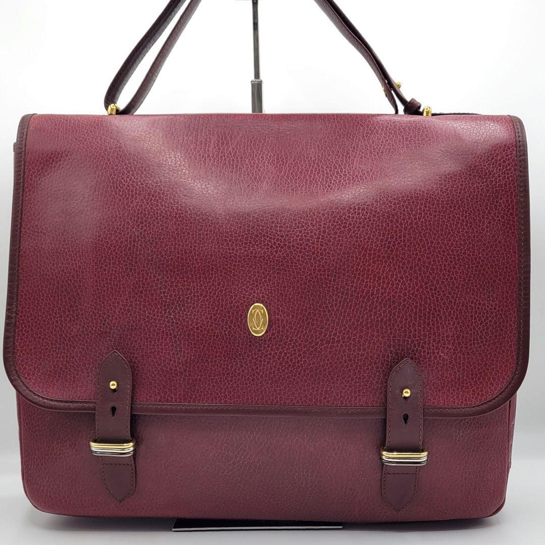 カルティエ ビジネスバッグ 2way マストライン A4 PC レザー ボルドー