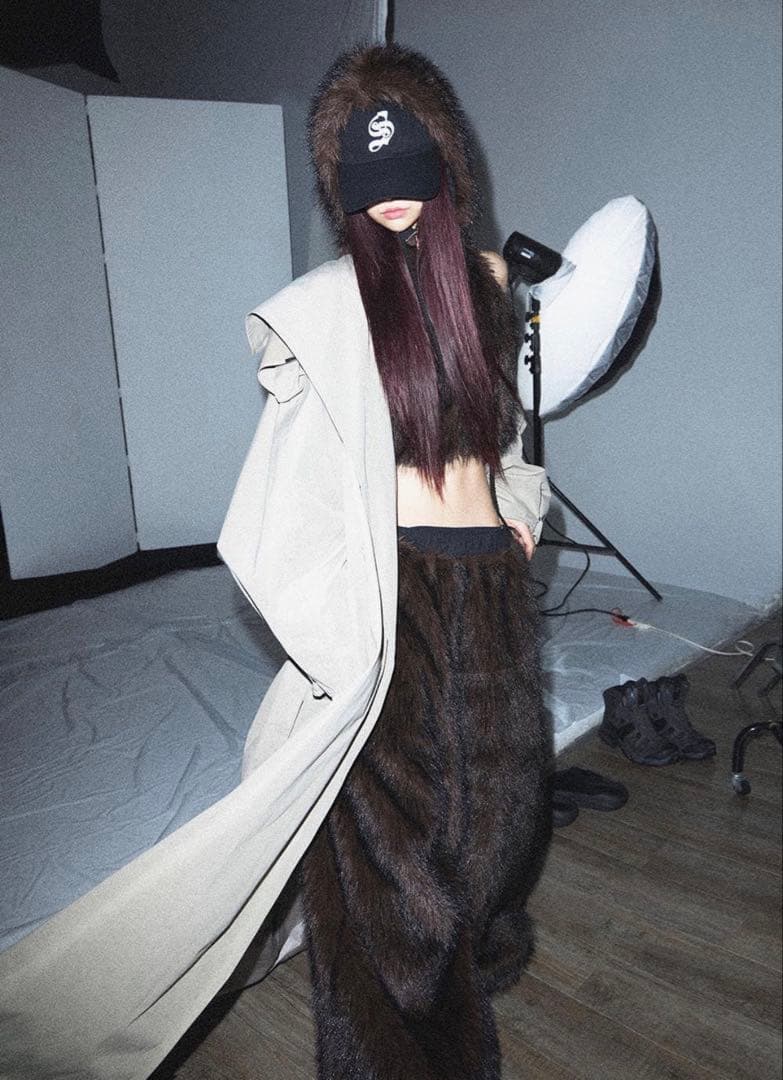 S flip fur pants THEREDTHREAD ブラウン