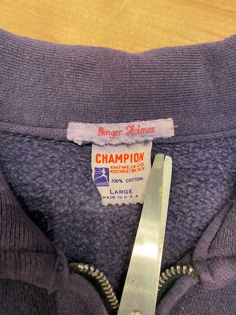 60s champion ハーフジップ　ランタグ　ナス紺　グッドフェード　大きめ