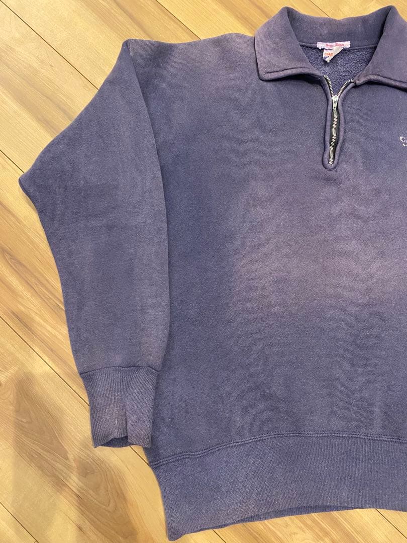 60s champion ハーフジップ　ランタグ　ナス紺　グッドフェード　大きめ