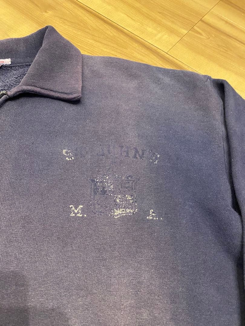 60s champion ハーフジップ　ランタグ　ナス紺　グッドフェード　大きめ