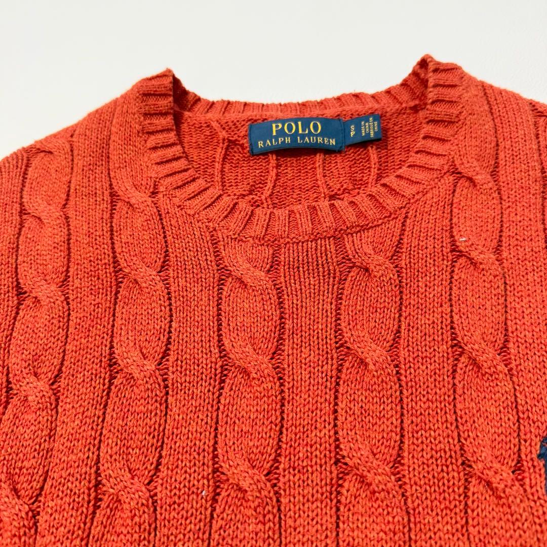 POLO RALPH LAUREN コットン ケーブルニット セーター オレンジ