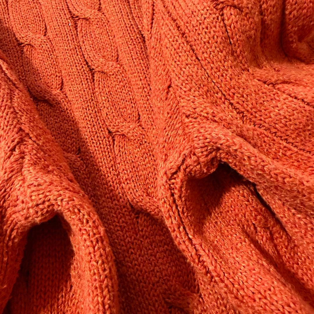 POLO RALPH LAUREN コットン ケーブルニット セーター オレンジ