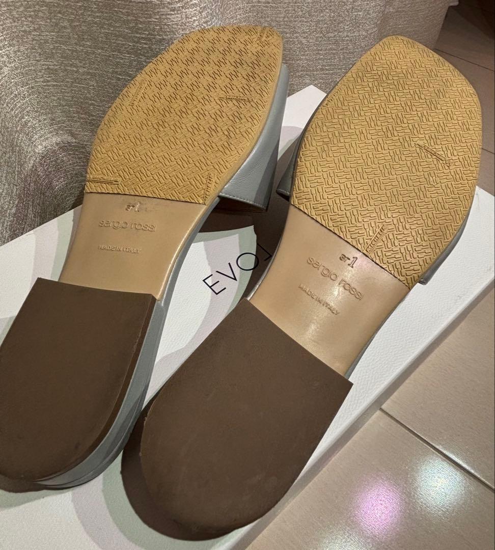 美品✨ sergio rossi SR1 フラットサンダル 37 ライトグレー