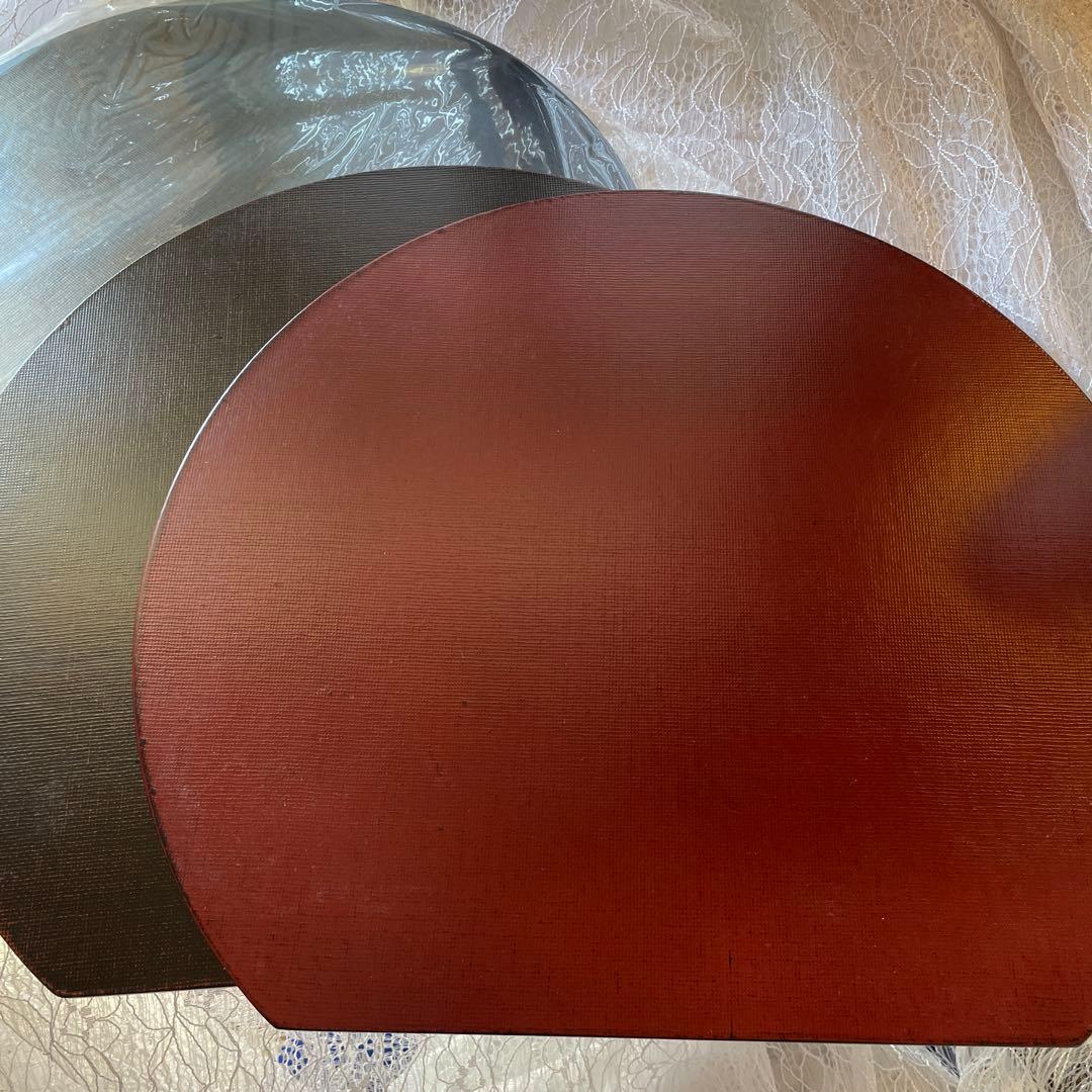 越前漆器　両面布張半月膳ランチョンマット 3枚セット　天然木(折敷)