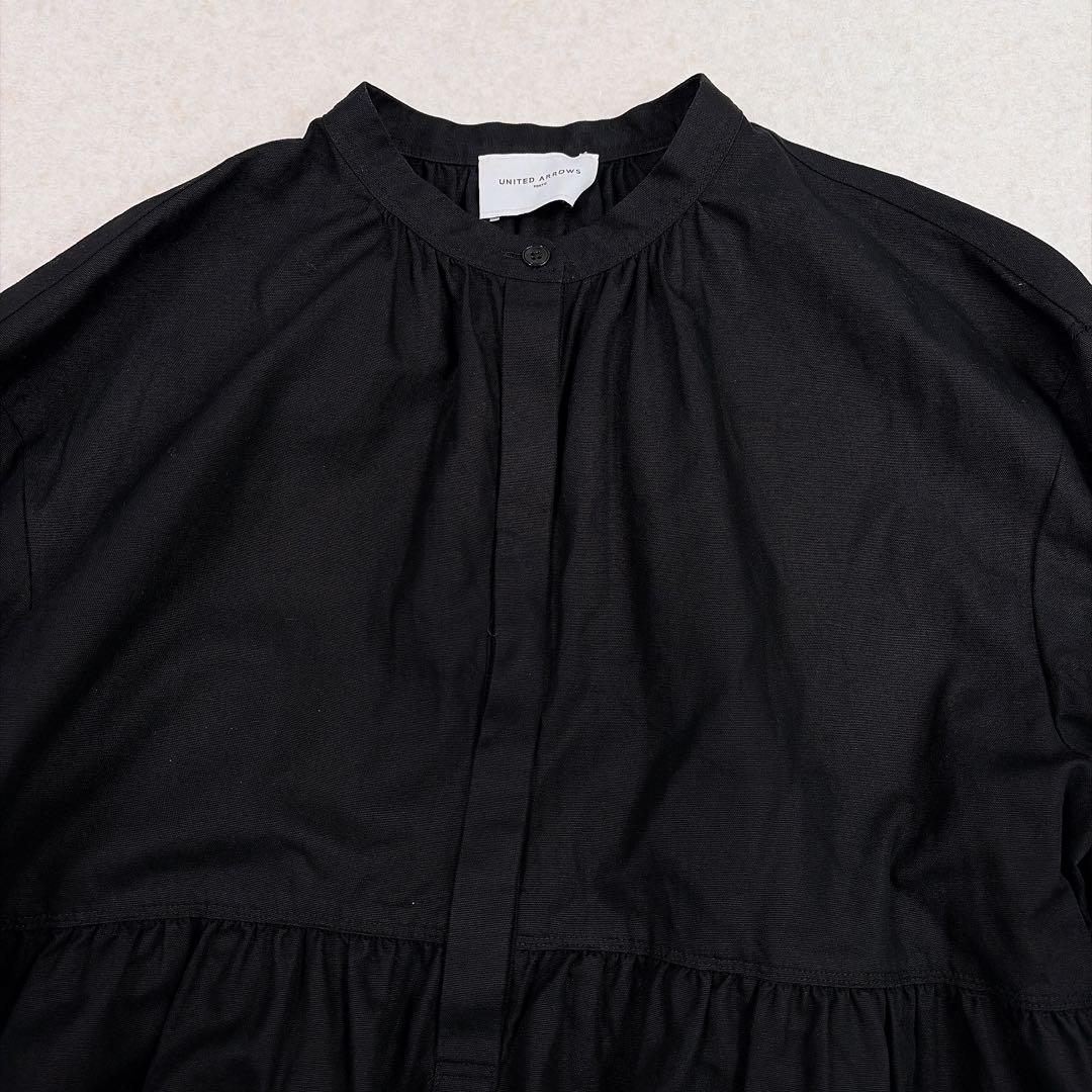 ユナイテッドアローズ コットン ティアード ミニ ワンピース チュニック　黒