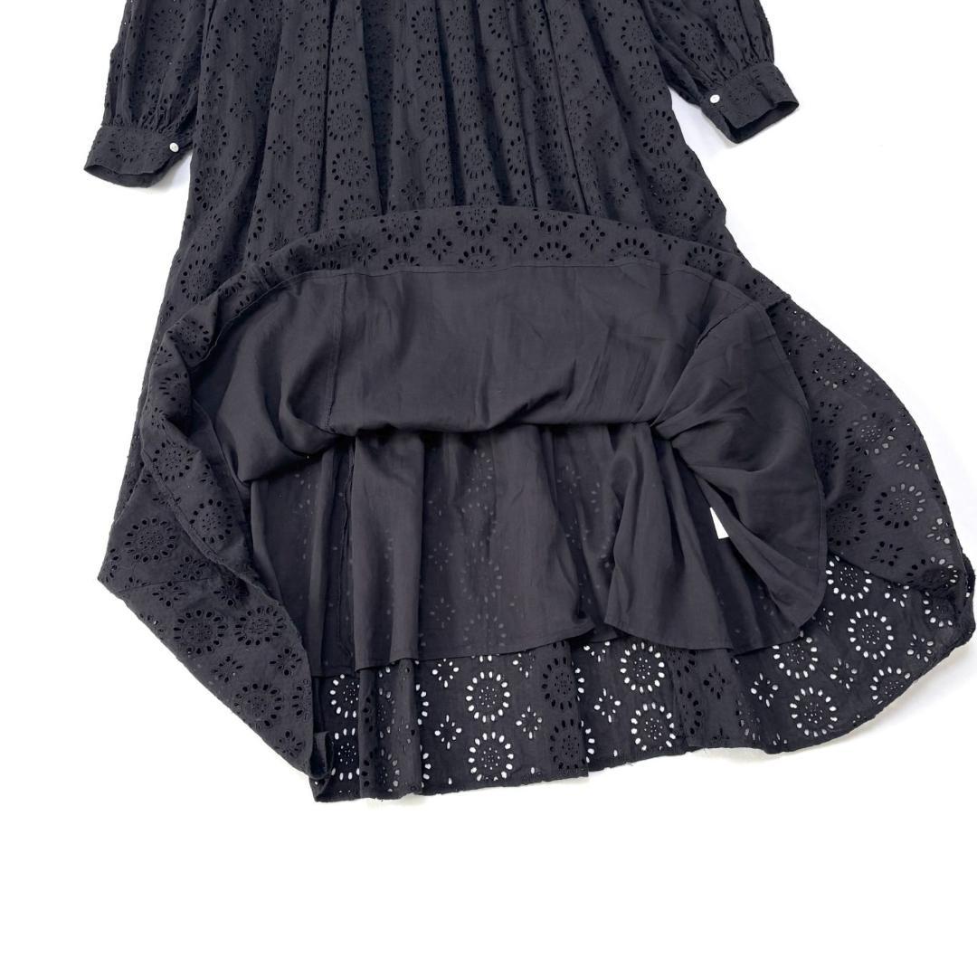 美品 ヌキテパ 刺繍 ロングワンピース コットン エンブロイダリー　サンプル　黒