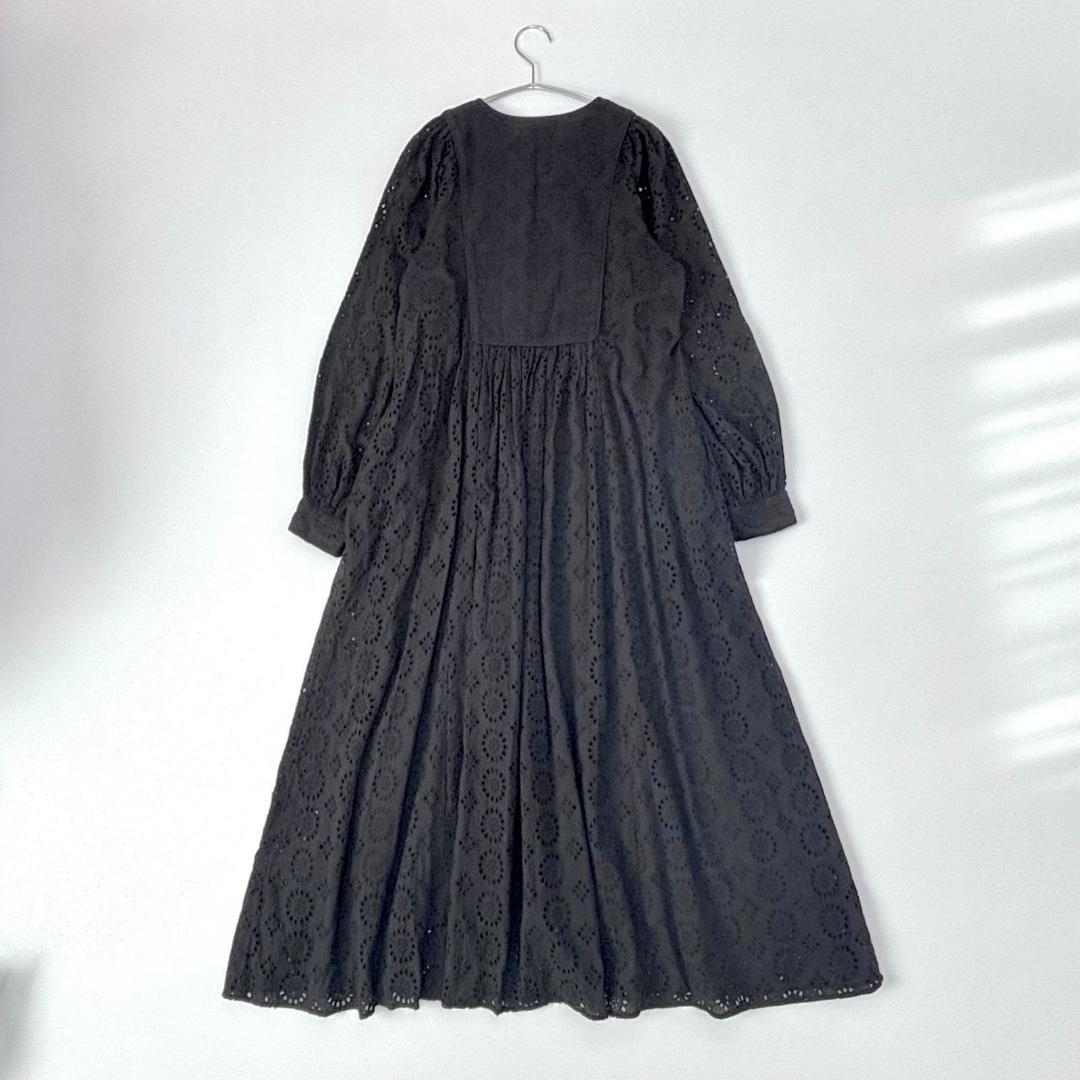 美品 ヌキテパ 刺繍 ロングワンピース コットン エンブロイダリー　サンプル　黒