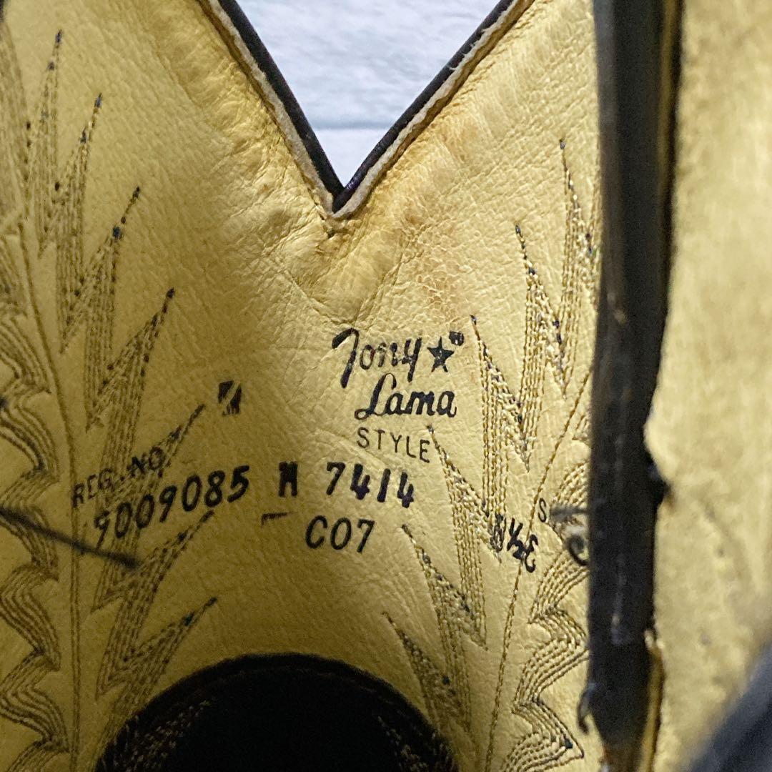 名作 トニーラマ ウエスタンブーツ カウボーイ 26.5 本革 シボ ブラック