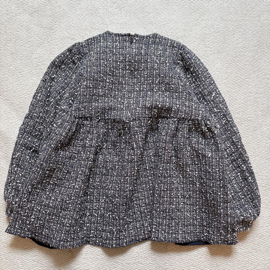 美品✨yori ヨリ リボンツイードブラウス ネイビー 38 日本製 完売品