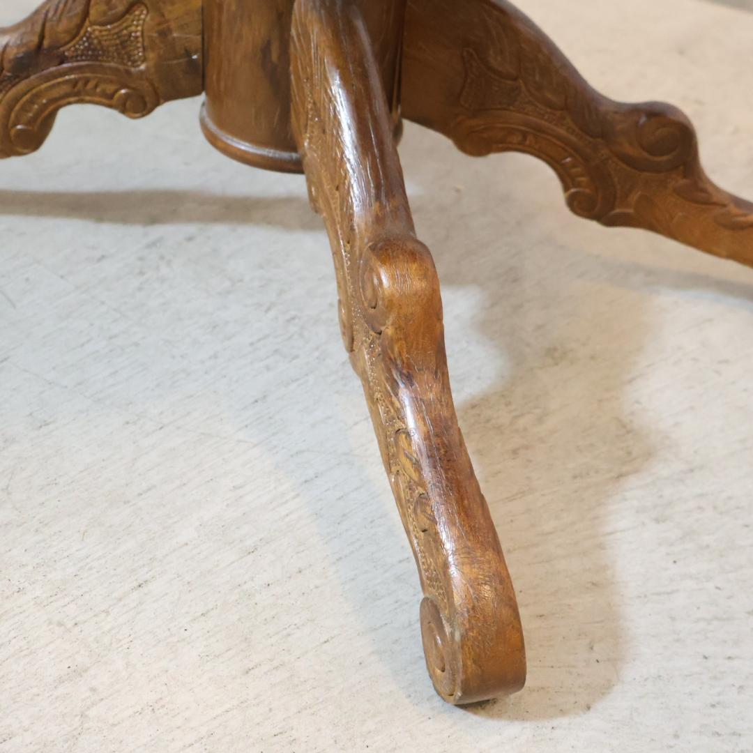 アンティーク調 カフェテーブル 円形 ロココ調 象嵌細工 エレガント 洋風