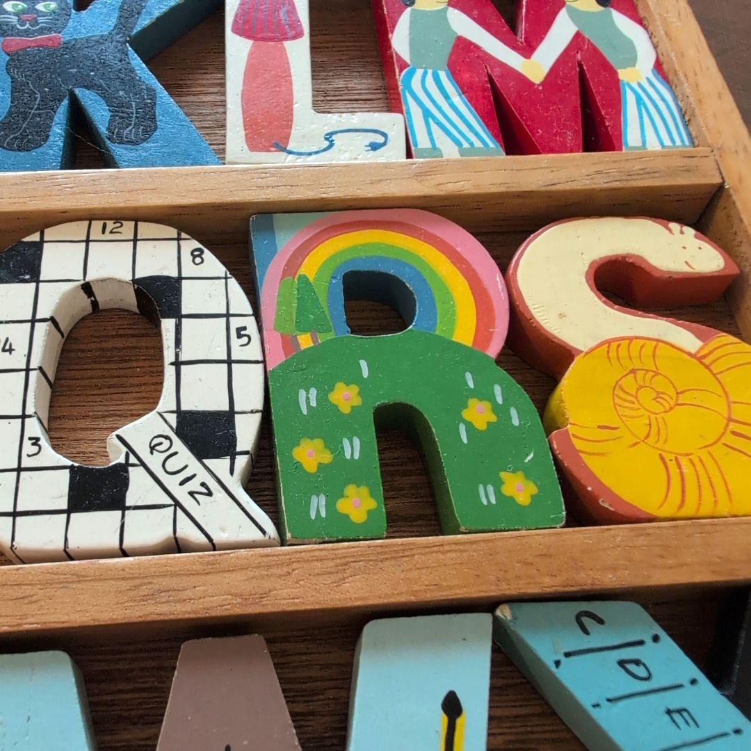 デンマーク　アルファベット　木のおもちゃ　北欧　アンティーク