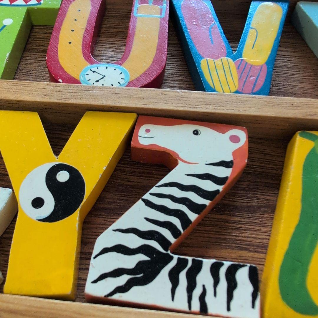 デンマーク　アルファベット　木のおもちゃ　北欧　アンティーク